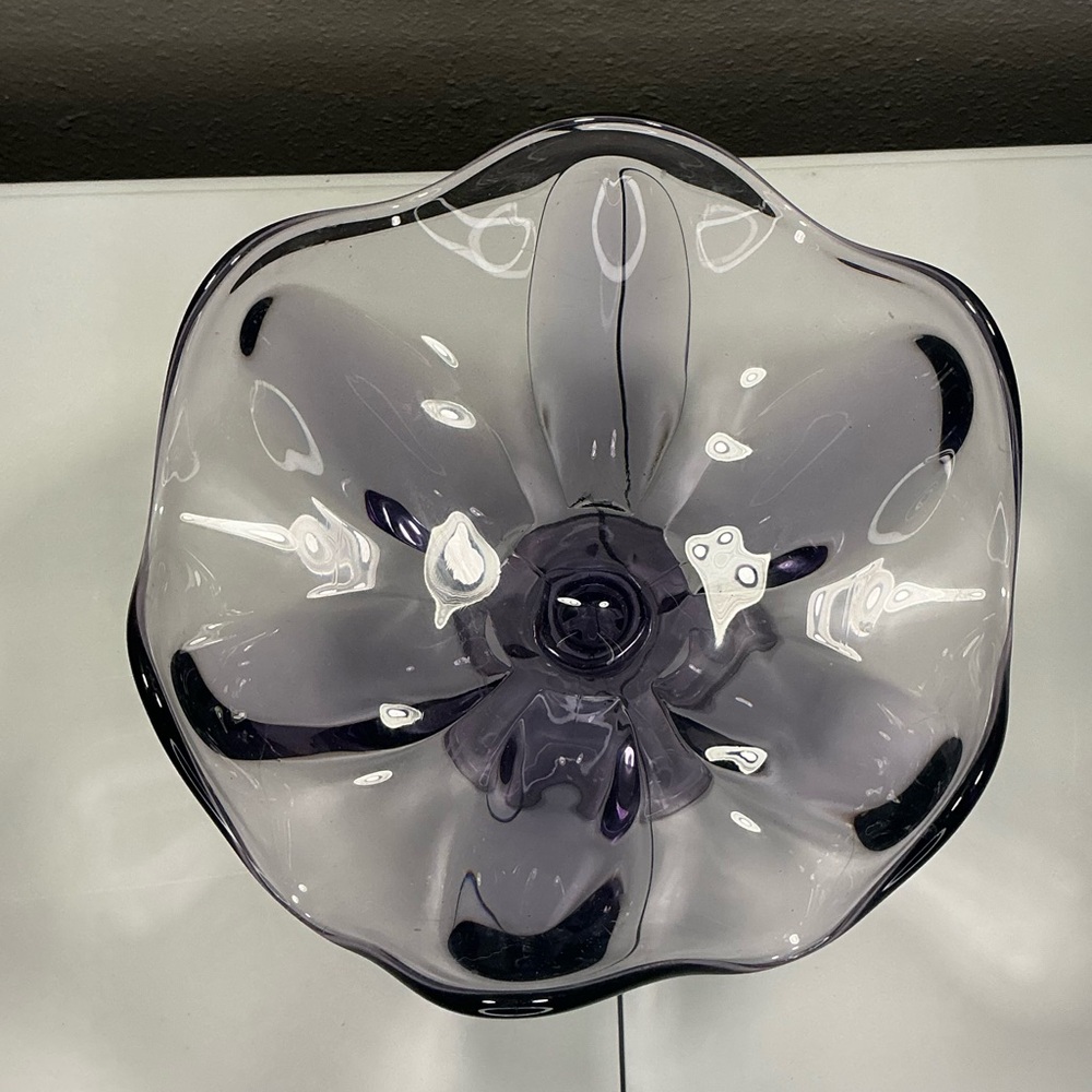 Viking Glass Epic 6 Petal Compote Pedestal Bowl, Amethyst/Purple - Picture 2 of 6